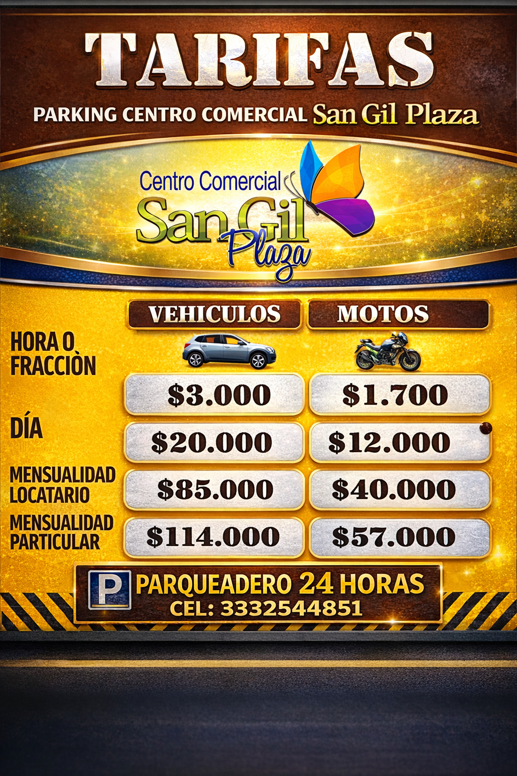 TARIFAS PARQUEADERO